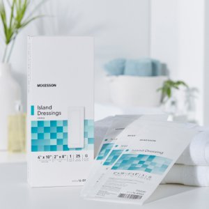 Adhesive Dressing McKesson 4 X 10 Inch Polypropylene / Rayon Rectangle White Sterile