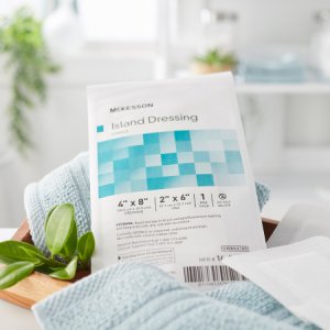 Adhesive Dressing McKesson 4 X 8 Inch Polypropylene / Rayon Rectangle White Sterile