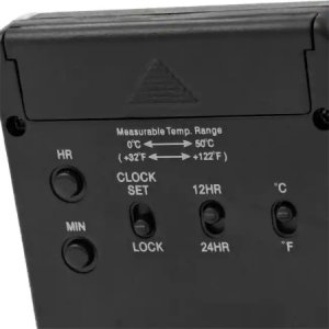 Thermometer / Clock / Humidity Monitor Fisherbrand    Traceable   Fahrenheit / Celsius 32   to 122  F (0   to 50  C) Internal Sensor Flip-out Stand / Wall Mount Battery Operated