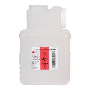 Sharps Container Leaktight 1.5 Gallon Translucent Base / White Lid Horizontal / Vertical Entry