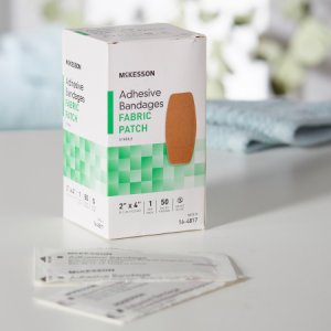 Adhesive Strip McKesson 2 X 4 Inch Fabric Rectangle Tan Sterile