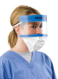 Face Shield with Retractable Splash Guard One Size Fits Most Full Length Anti-fog Disposable NonSterile
