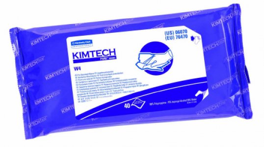 Kimtech Pure W4 Surface Disinfectant Cleaner Premoistened Cleanroom Manual Pull Wipe 40 Count Soft Pack Alcohol Scent NonSterile