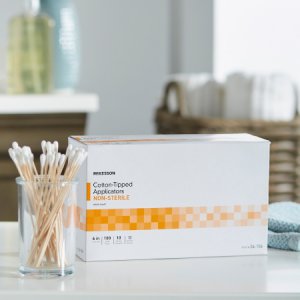 Swabstick McKesson Cotton Tip Wood Shaft 6 Inch NonSterile 100 per Pack