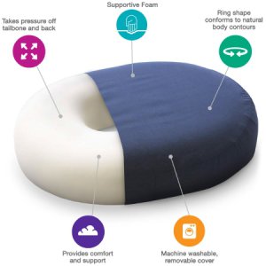 Donut Seat Cushion Mabis Healthcare 13 W X 16 D X 3 H Inch Foam