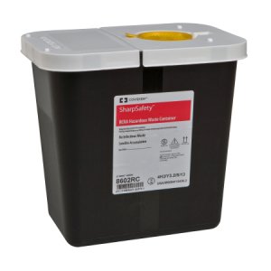 RCRA Waste Container SharpSafety    10 H X 10-1/2 W X 7-1/4 D Inch 2 Gallon Black Base / White Lid Horizontal Entry