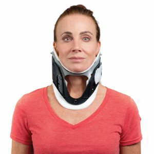 Rigid Cervical Collar ProCare   Preformed Adult One Size Fits Most One-Piece / Trachea Opening 1-3/4 to 3-1/2 Inch Height 11 to 23 Inch Neck Circumference