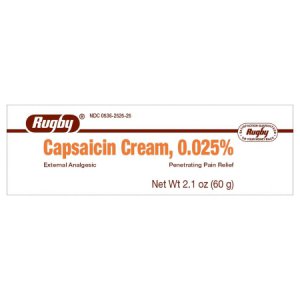 Topical Pain Relief Rugby   0.025% Strength Capsaicin Cream 2.1 oz.