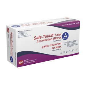 Exam Glove Safe-Touch    Large NonSterile Latex Standard Cuff Length Fully Textured Ivory Not Rated