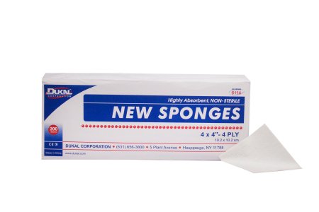 Nonwoven Sponge Dukal    Polyester / Rayon 4-Ply 4 X 4 Inch Square NonSterile