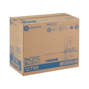 Toilet Tissue Pacific Blue Basic    White 2-Ply Jumbo Size Cored Roll Continuous Sheet 3-1/5 Inch X 1000 Foot