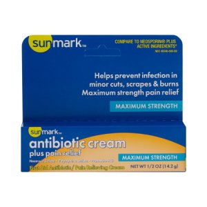 First Aid Antibiotic with Pain Relief sunmark   Cream 0.5 oz. Tube