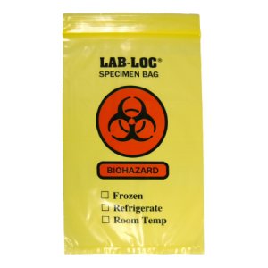 Specimen Transport Bag with Document Pouch Lab-Loc   6 X 9 Inch Zip Closure Biohazard Symbol / Storage Instructions NonSterile