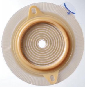 Ostomy Barrier Assura   Precut, Standard Wear Pectin Based Adhesive 60 mm Flange Blue Code System Synthetic Resin 1-3/8 Inch Opening