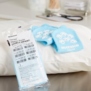 Slipper Socks McKesson Terries    Youth Light Blue Above the Ankle