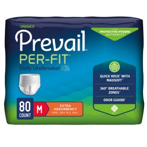 Unisex Adult Absorbent Underwear Prevail   Per-Fit   Pull On with Tear Away Seams Medium Disposable Heavy Absorbency