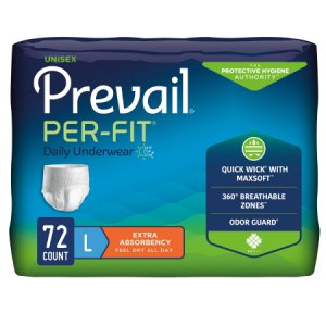 Unisex Adult Absorbent Underwear Prevail   Per-Fit   Pull On with Tear Away Seams Large Disposable Heavy Absorbency