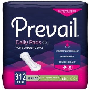 Bladder Control Pad Prevail   Daily Liner 7-1/2 Inch Length Light Absorbency Polymer Core Small Adult Female Disposable