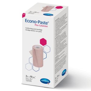 Unna Boot Bandage Econo-Paste   Plus Calamine 3 Inch X 10 Yard Knitted Gauze Zinc Oxide Paste / Calamine NonSterile