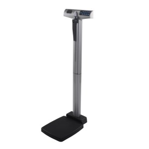 Column Scale with Height Rod Health O Meter   Digital Display 550 lbs. / 250 kg Capacity Black / Gray AC Adapter / Battery Operated