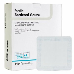 Adhesive Dressing DermaRite   Bordered Gauze 6 X 6 Inch Gauze Square White NonSterile