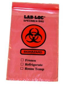 Specimen Transport Bag with Document Pouch Lab-Loc   6 X 9 Inch Zip Closure Biohazard Symbol / Storage Instructions NonSterile
