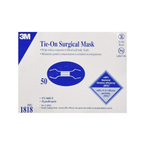 Surgical Mask 3M    Pleated Tie Closure One Size Fits Most White NonSterile Not Rated Adult