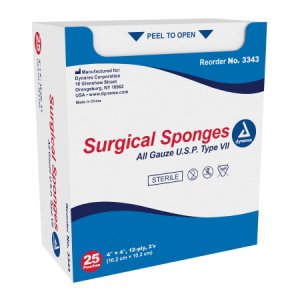 Gauze Sponge Dynarex   Gauze 12-Ply 4 X 4 Inch Square Sterile