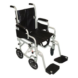 Lightweight Transport Chair drive    Poly-Fly Aluminum Frame with Silver Finish 250 lbs. Weight Capacity Fixed Height / Padded Arm Black Upholstery