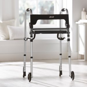 Dual Release Folding Walker Adjustable Height Clever-Lite LS Aluminum Frame 300 lbs. Weight Capacity 29-1/2 to 39 Inch Height