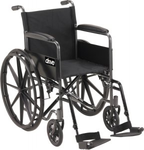 Wheelchair drive    Silver Sport 1 Swing-Away Footrest Black Upholstery 18 Inch Seat Width Adult 300 lbs. Weight Capacity