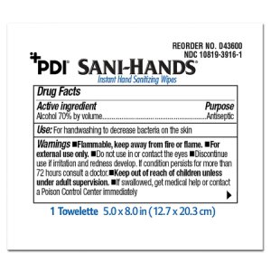 Hand Sanitizing Wipe Sani-Hands   100 Count Ethyl Alcohol Wipe Individual Packet