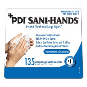 Hand Sanitizing Wipe Sani-Hands   135 Count Ethyl Alcohol Wipe Canister