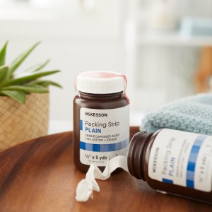 Wound Packing Strip McKesson Plain Cotton Non-impregnated Medium 1/2 Inch X 5 Yard 1 Count Sterile