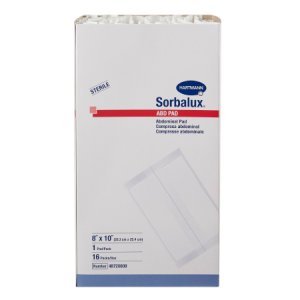 Abdominal Pad Sorbalux   ABD Nonwoven Cellulose 1-Ply 8 X 10 Inch Rectangle Sterile