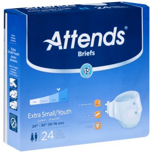 Unisex Youth Incontinence Brief Attends   X-Small Disposable Heavy Absorbency