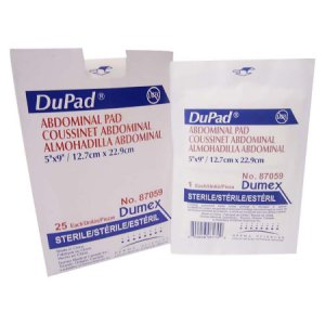 Abdominal Pad DuPad   Cellulose 1-Ply 5 X 9 Inch Rectangle Sterile