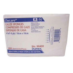 USP Type VII Gauze Sponge Ducare Cotton 8-Ply 4 X 4 Inch Square NonSterile