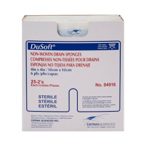 Drain Sponge DuSoft   Polyester / Rayon 4 X 4 Inch Sterile