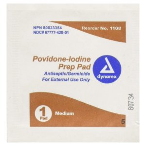 PVP Prep Pad Dynarex   10% Strength Povidone-Iodine Individual Packet Medium NonSterile