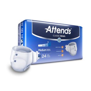 Unisex Adult Incontinence Brief Attends   Classic Medium Disposable Heavy Absorbency