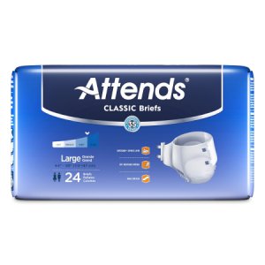Unisex Adult Incontinence Brief Attends   Classic Large Disposable Heavy Absorbency