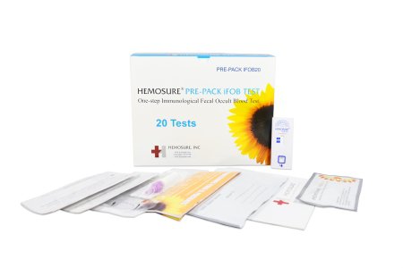 Rapid Test Kit Hemosure   Colorectal Cancer Screening Fecal Occult Blood Test (iFOB or FIT) Stool Sample 20 Tests CLIA Waived