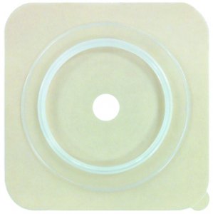 Ostomy Barrier Securi-T   Precut, Extended Wear Adhesive Tape Collar 44 mm Flange Green Code System 3/4 Inch Opening 5 X 5 Inch