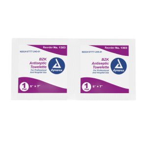 Personal Wipe Dynarex   Individual Packet BZK (Benzalkonium Chloride) Scented 100 Count