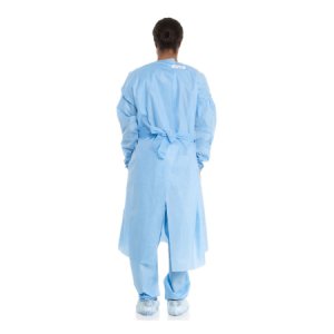 Protective Procedure Gown Halyard Tri-Layer X-Large Blue NonSterile AAMI Level 2 Disposable