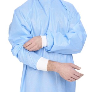 Non-Reinforced Surgical Gown with Towel Halyard Basics X-Large Blue Sterile Disposable
