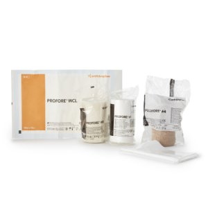 3 Layer Compression Bandage System Profore Lite Low Compression Self-adherent / Tape Closure Tan / White NonSterile