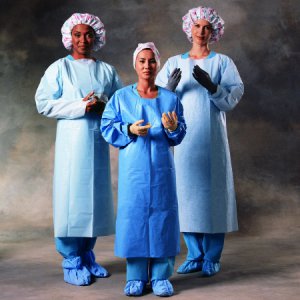 Protective Procedure Gown One Size Fits Most Blue NonSterile Not Rated Disposable