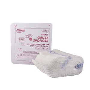 USP Type VII X-Ray Detectable Gauze Sponge Dukal    Cotton 12-Ply 4 X 8 Inch Rectangle Sterile